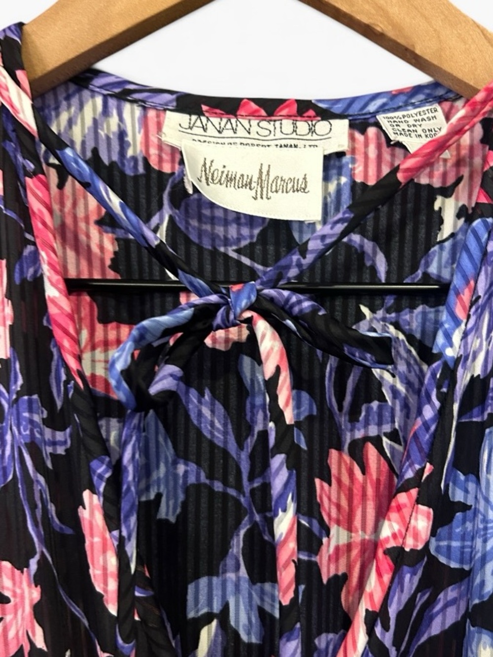 Vintage Neiman Marcus Janan Studio Floral Ruffle Sleeves Tiered Skirt Dress - Picture 10 of 11